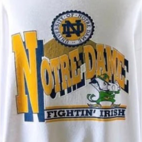 Norte Dame Fighting Irish Sweatshirt, Vintage 90s Notre Dame Sweatshirt - Picture 2 of 2